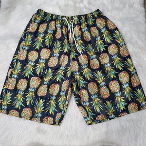 Pineapple Print Summer Shorts, XXXL